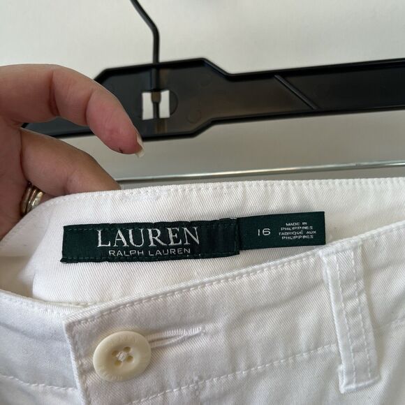 Lauren Ralph Lauren Women’s White Chino Pants Cotton Blend Tapered Leg Size 16 - Picture 10 of 10
